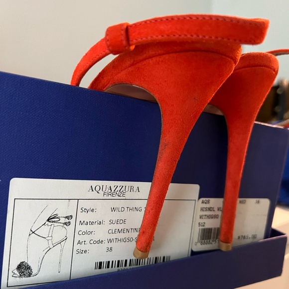 Coveted Red/Clementine Aquazzura Wild Thing Sandal Heel - Picture 7 of 9